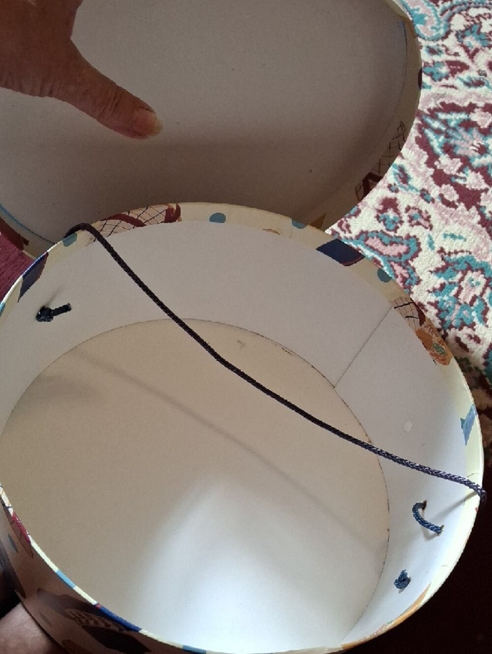 Decorative Round Hat Box with Colorful Hat Pattern - Picture 5 of 5